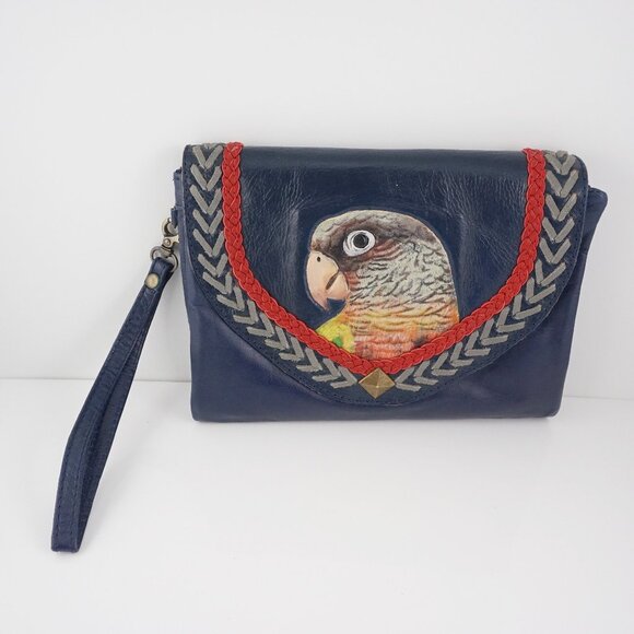 Leather Pineapple Conure Wristlet / Crossbody Wallet - Picture 2 of 12